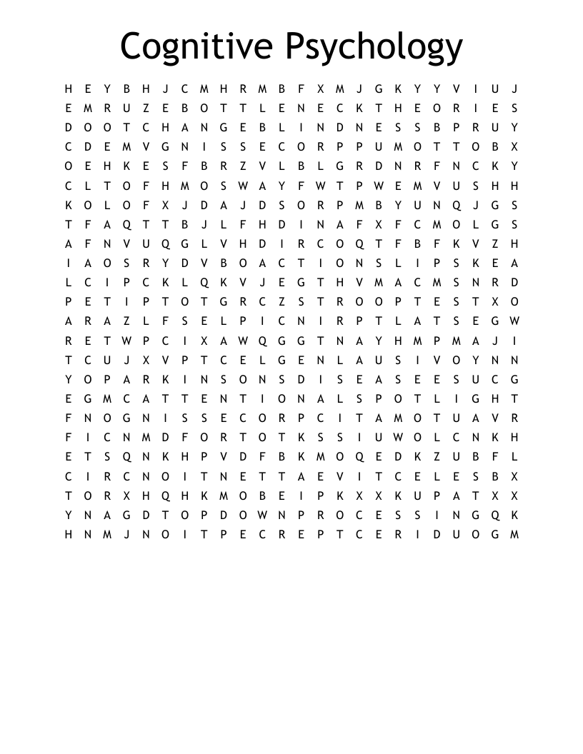 Cognitive Psychology  Word Search