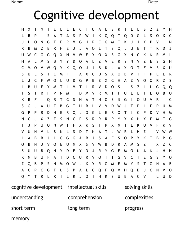 Cognitive development  Word Search