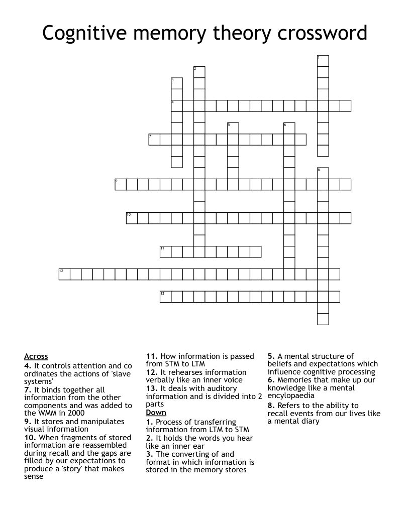 Cognitive memory theory crossword