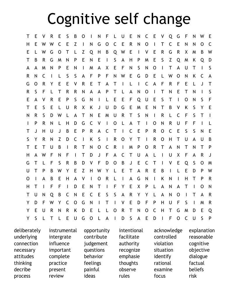 Cognitive self change Word Search