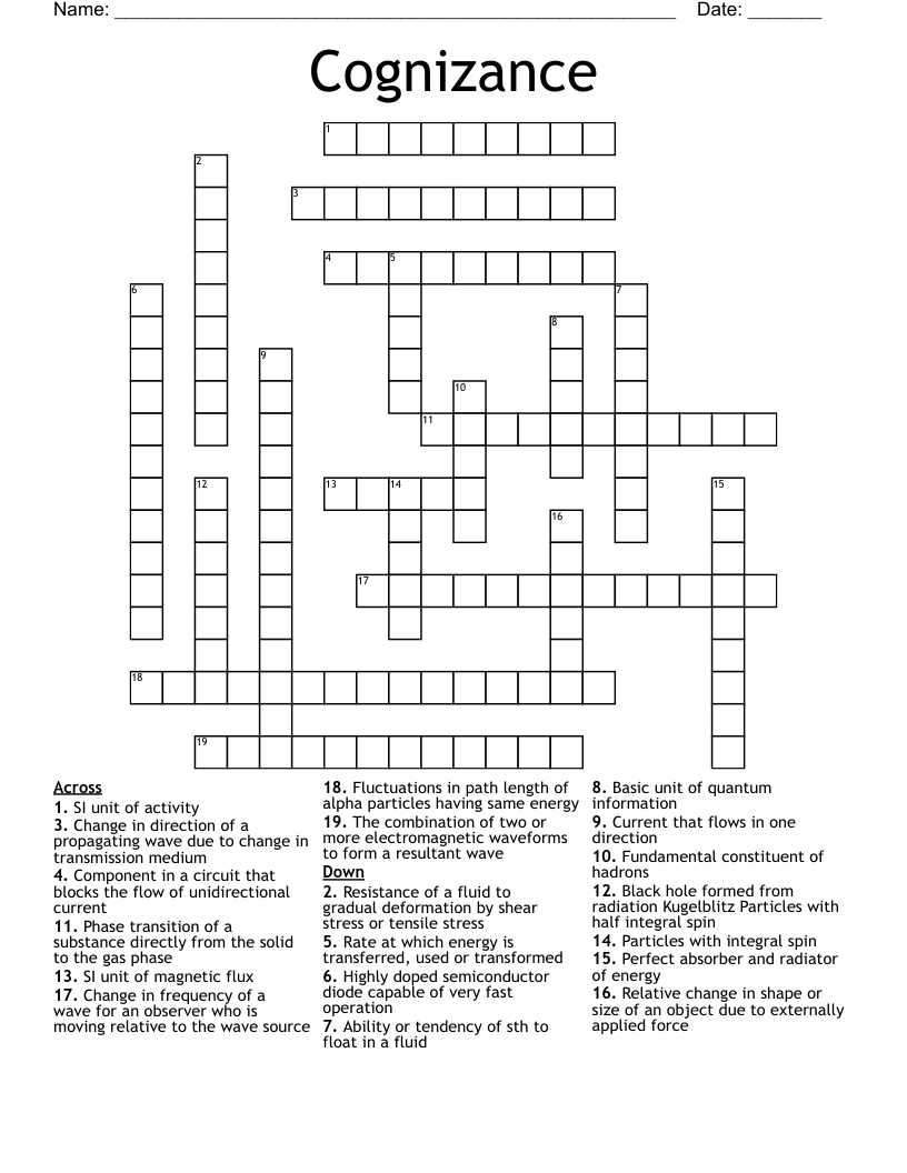Cognizance Crossword
