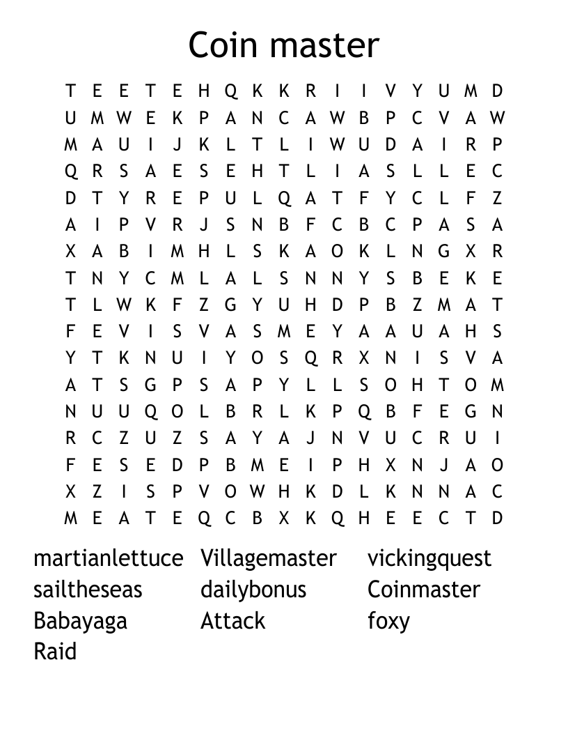 Coin master  Word Search
