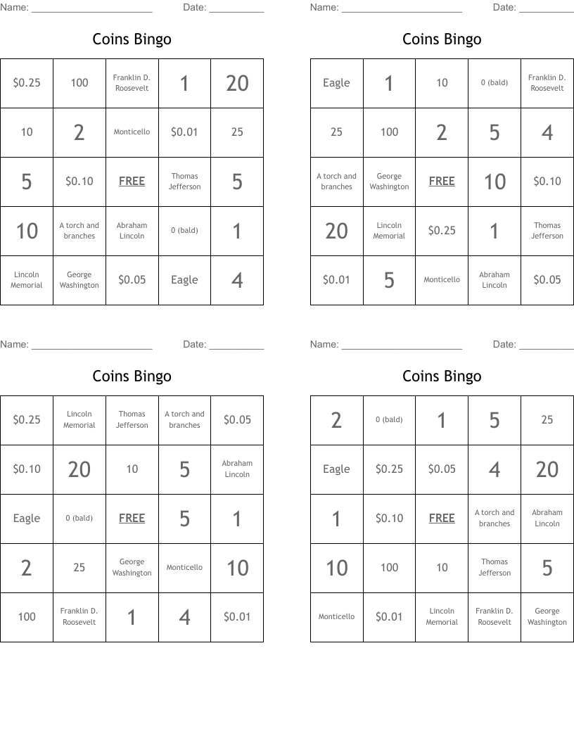 Coins Bingo
