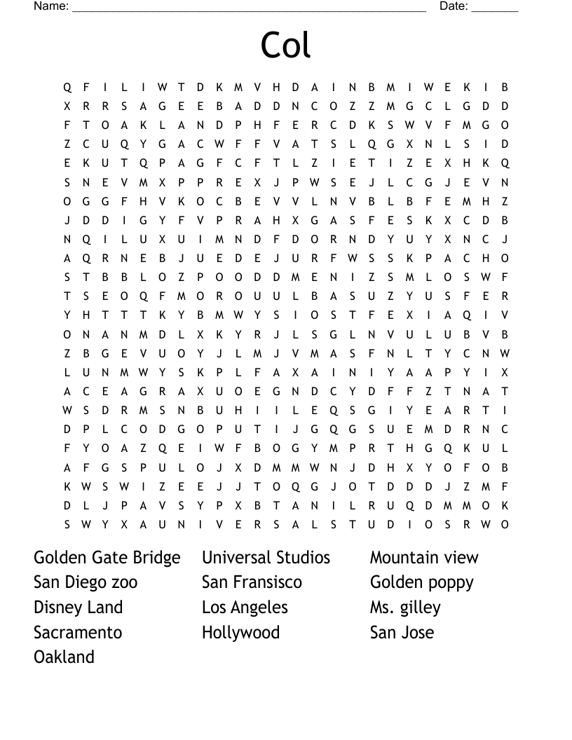 Col Word Search