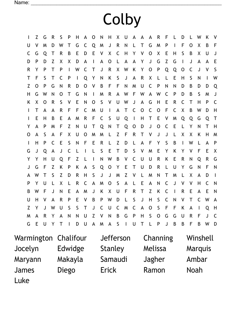 Colby Word Search