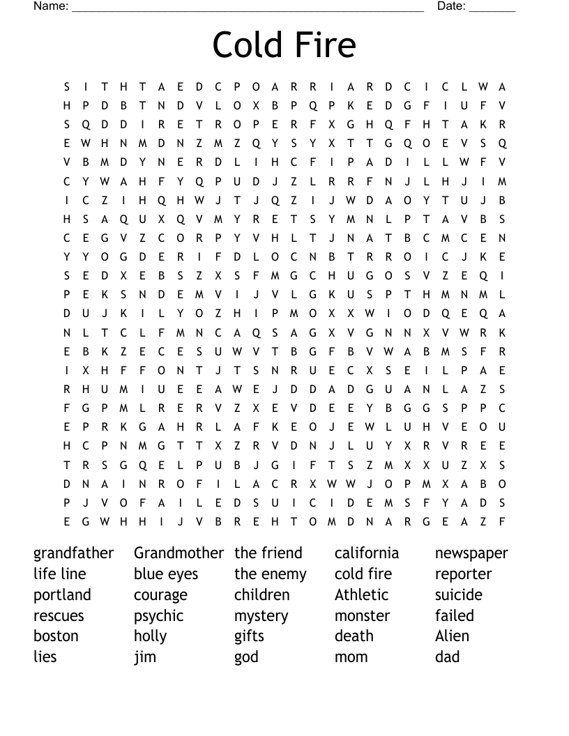 Cold Fire Word Search
