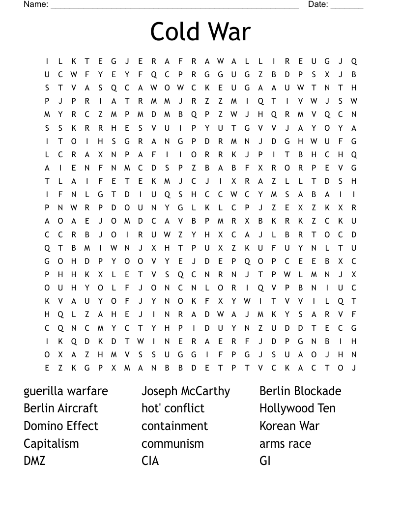 Cold War Word Search