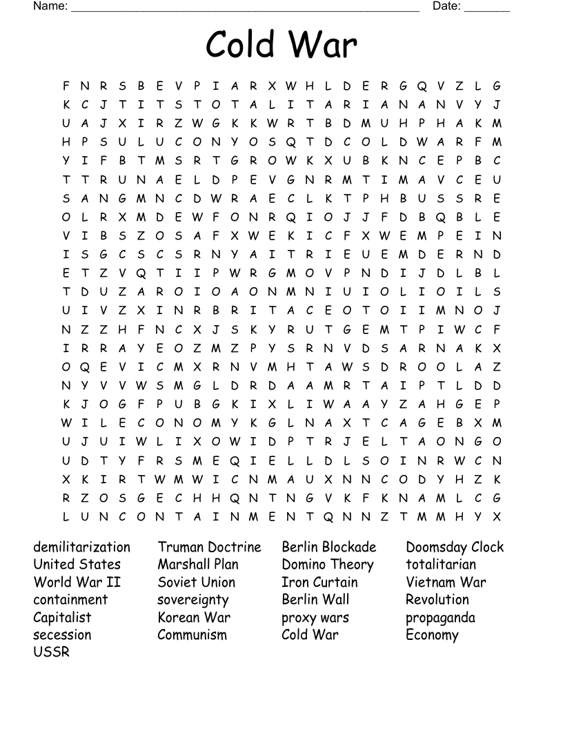Cold War Word Search