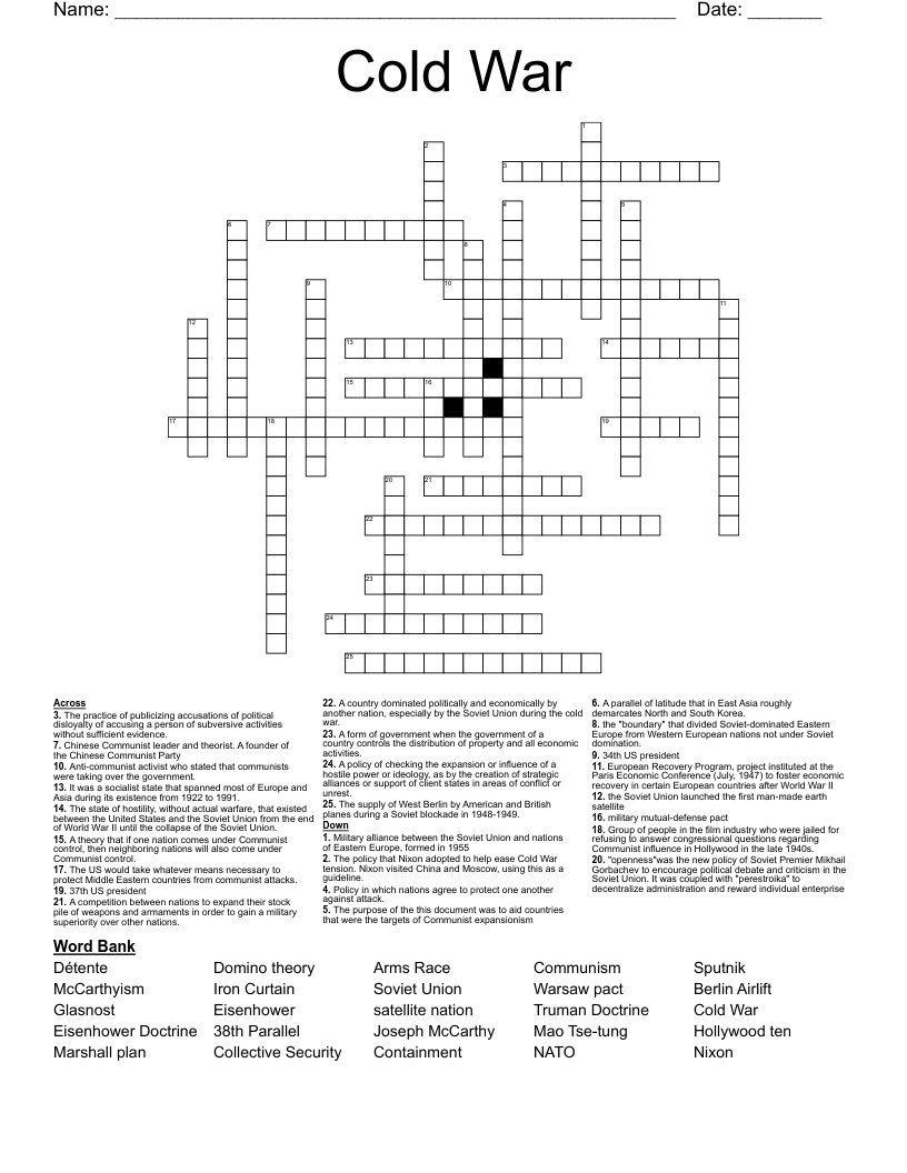 Cold War Crossword