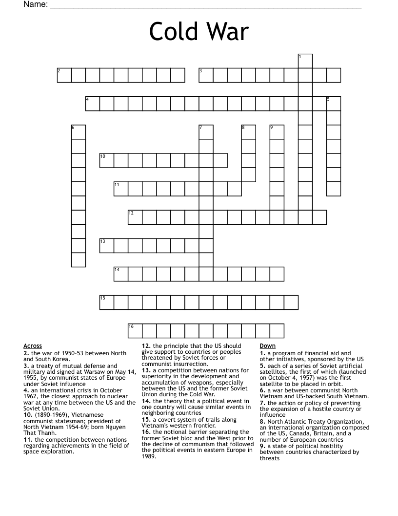Cold War Crossword