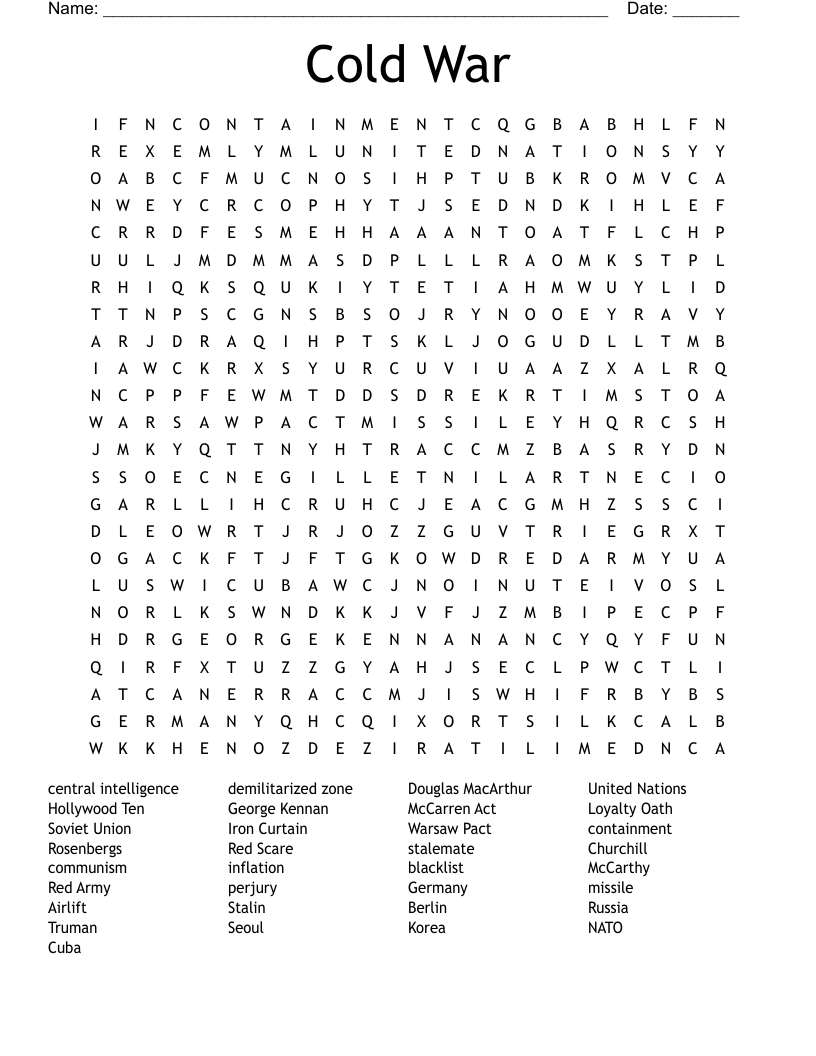 Cold War Word Search