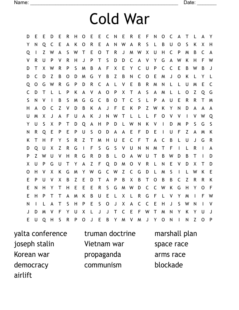 Cold War Word Search
