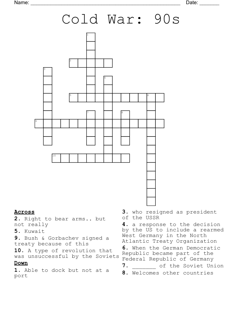 Cold War: 90s Crossword
