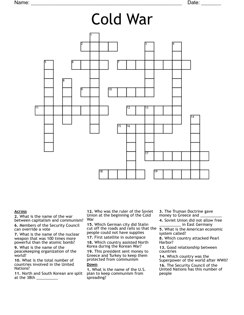 Cold War Crossword