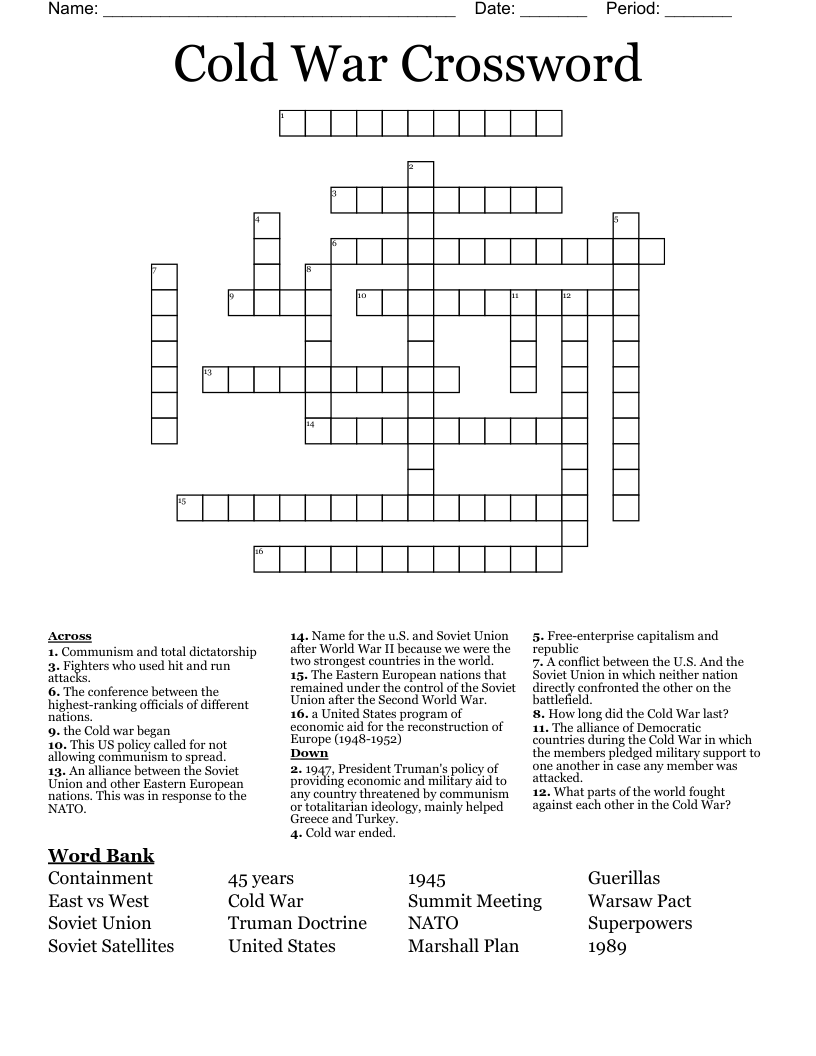 Cold War Crossword