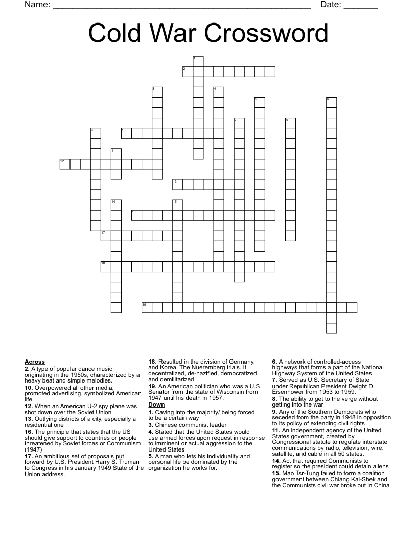 Cold War Crossword