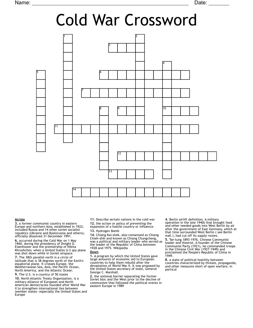 Cold War Crossword