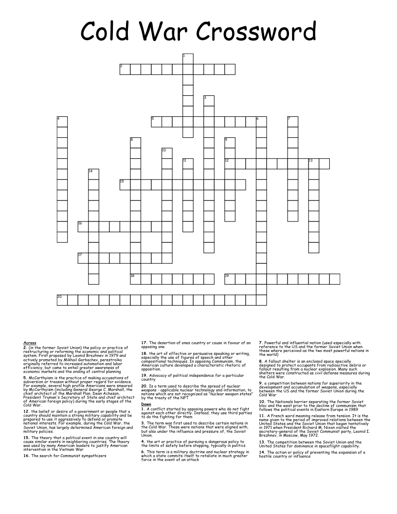 Cold War Crossword