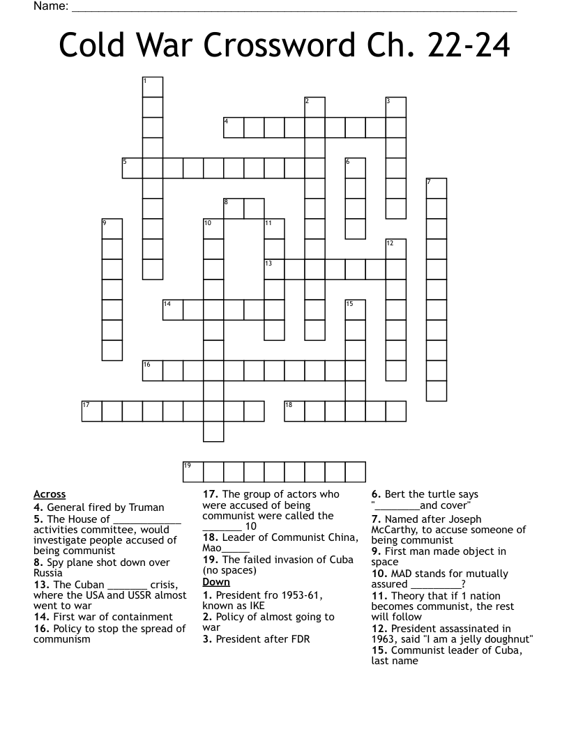 Cold War Crossword Ch. 22-24