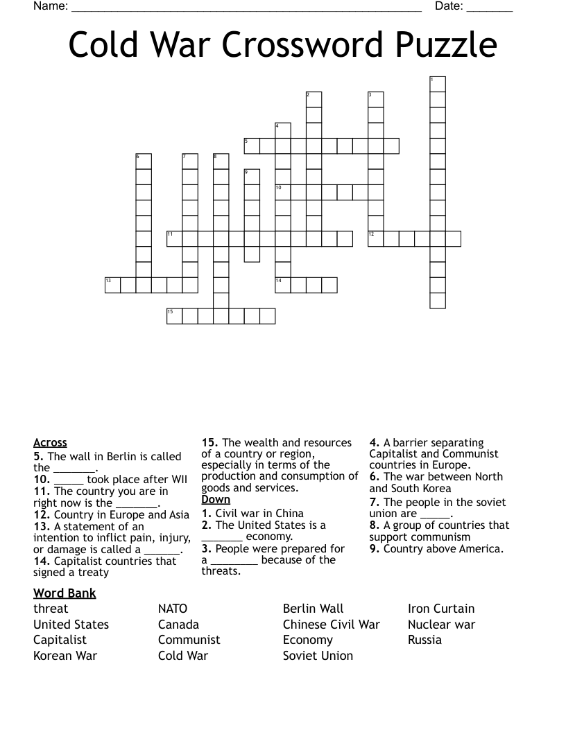 Cold War Crossword Puzzle
