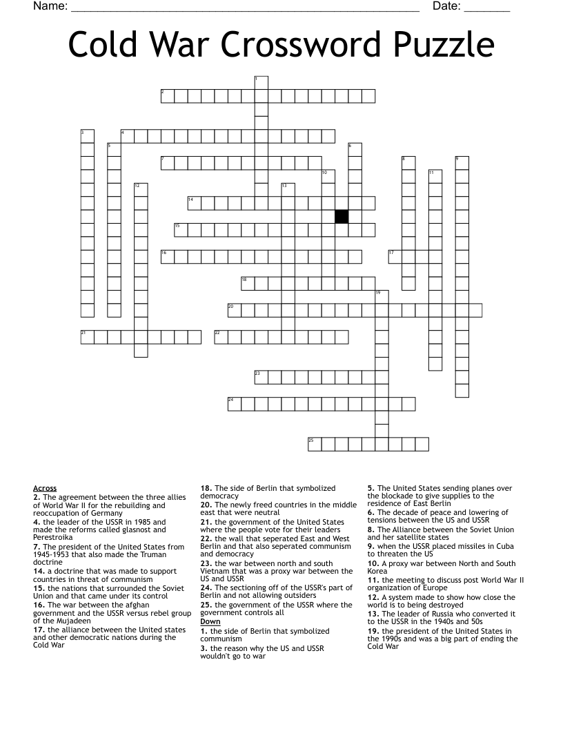 Cold War Crossword Puzzle