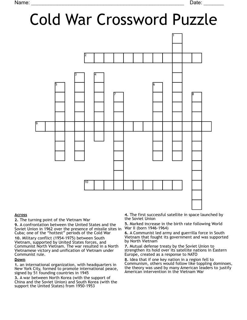 Cold War Crossword Puzzle