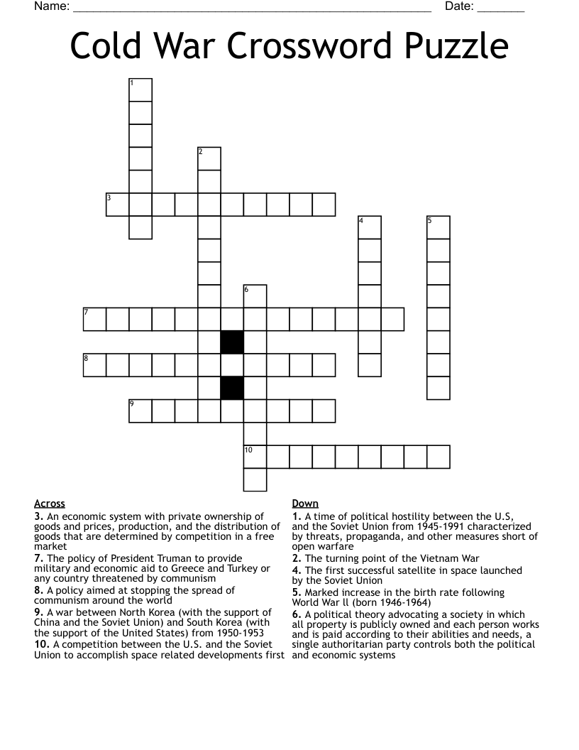 Cold War Crossword Puzzle