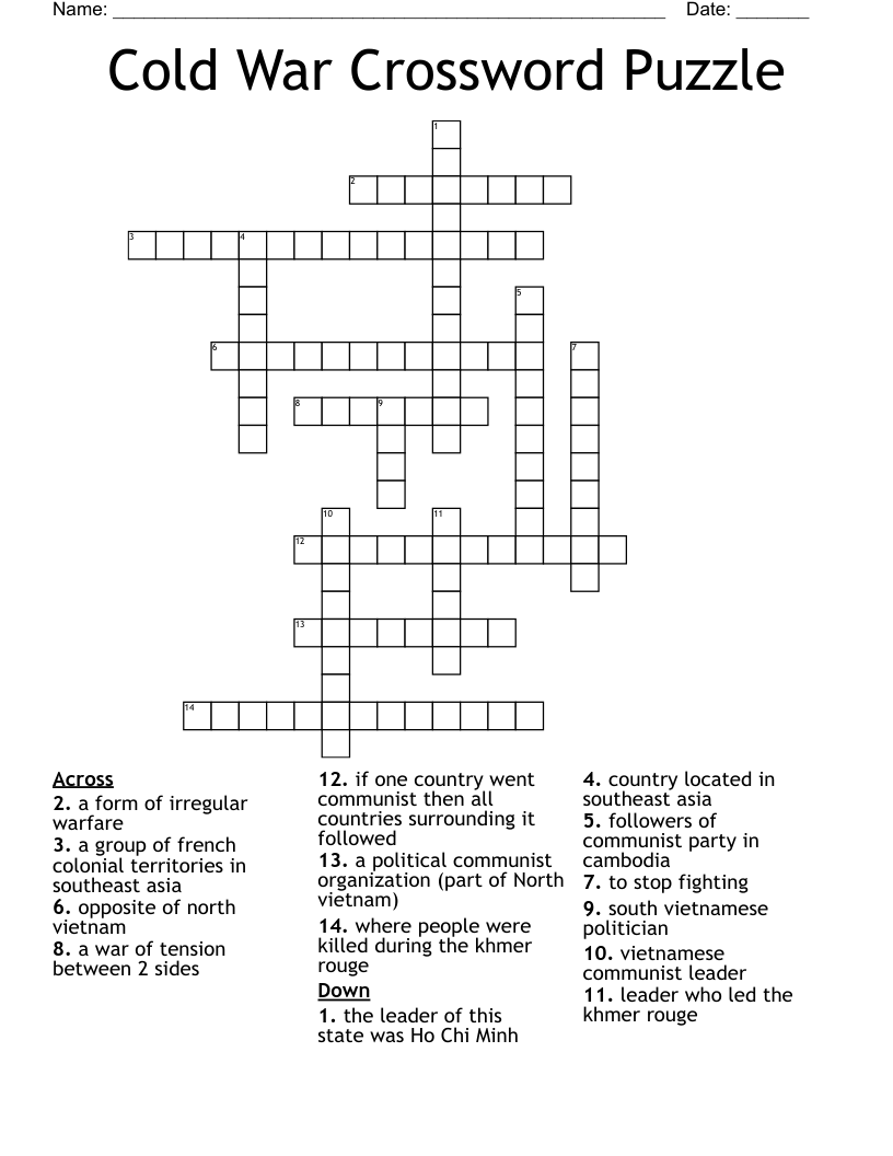 Cold War Crossword Puzzle 