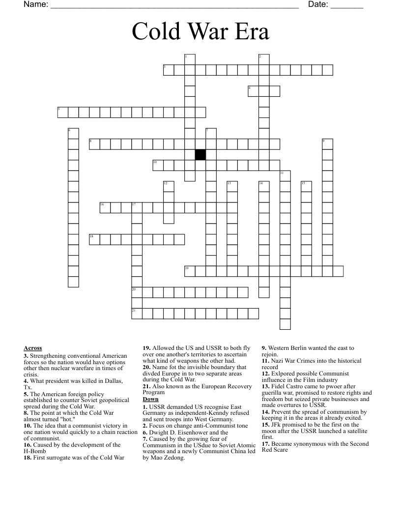 Cold War Era Crossword