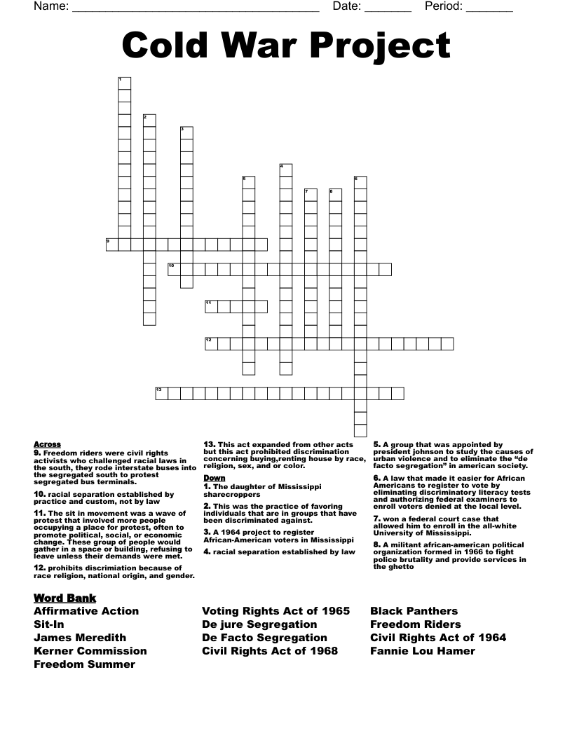 Cold War Project Crossword