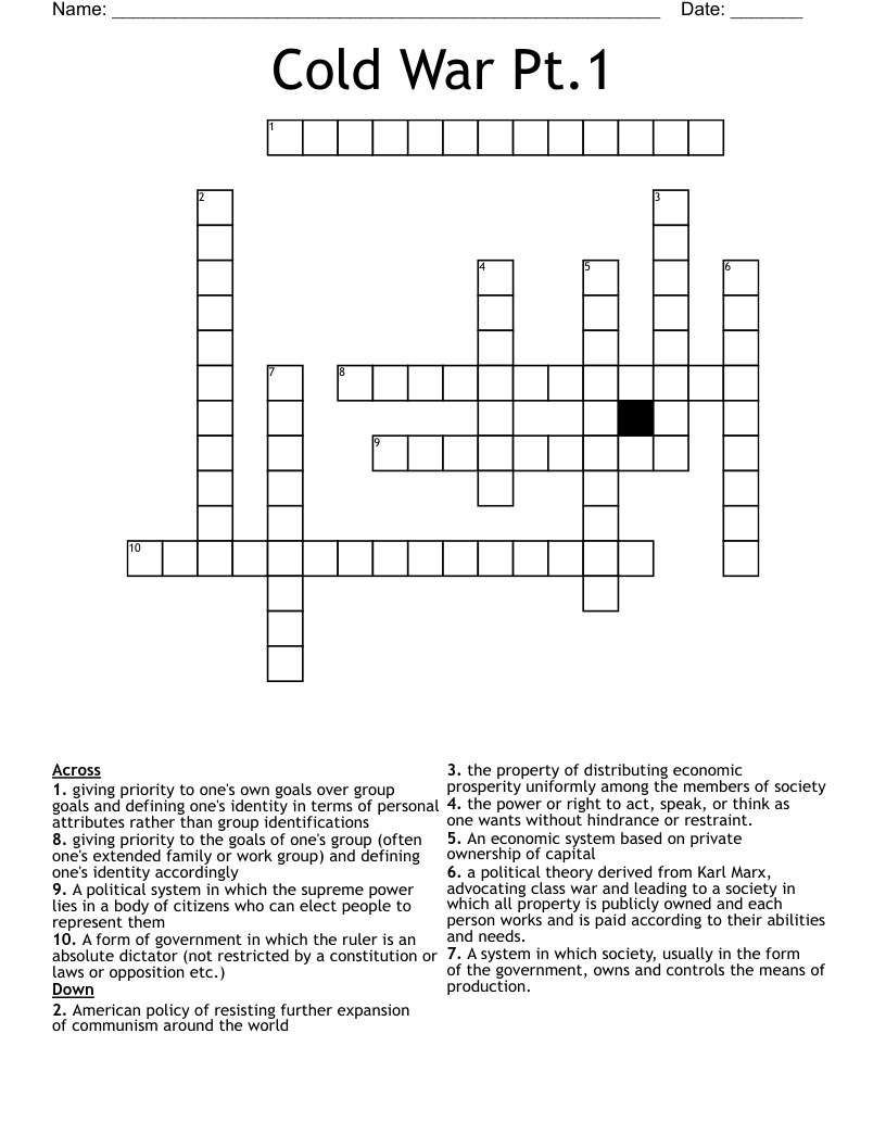 Cold War Pt.1 Crossword