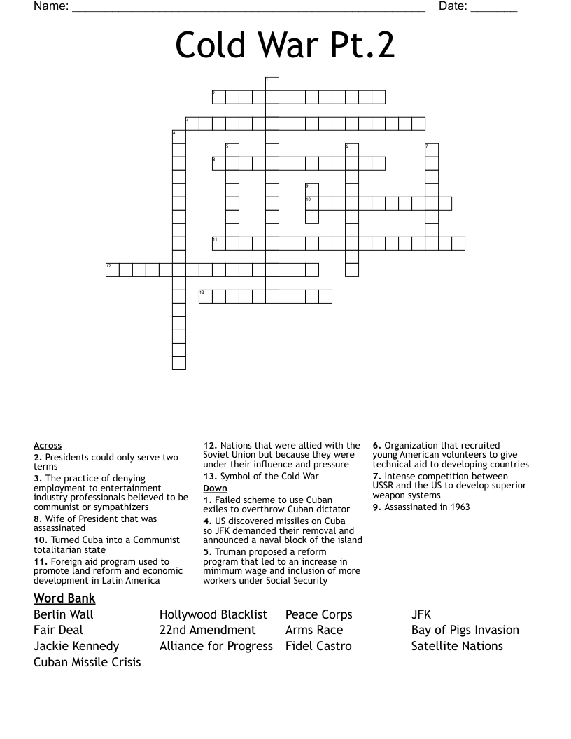 Cold War Pt.2 Crossword