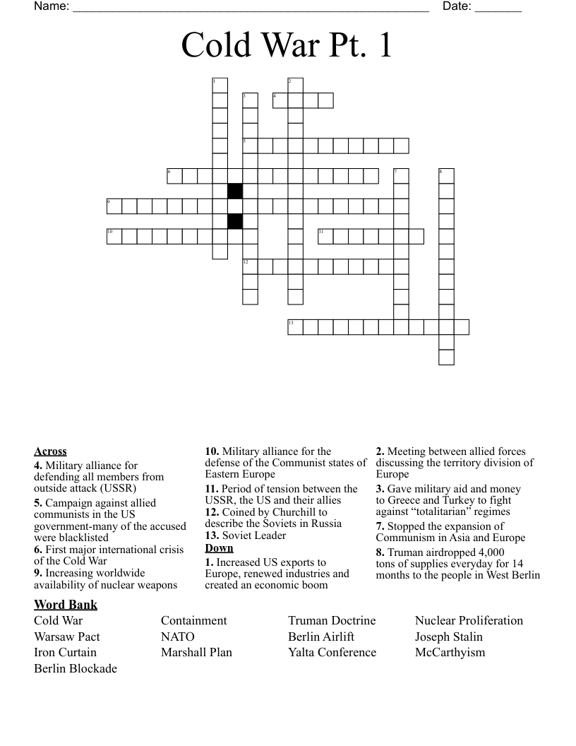 Cold War Pt. 1 Crossword