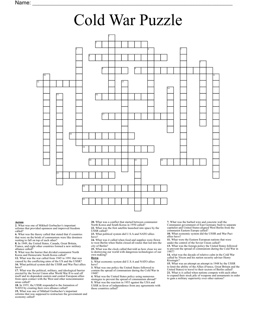 Cold War Puzzle Crossword