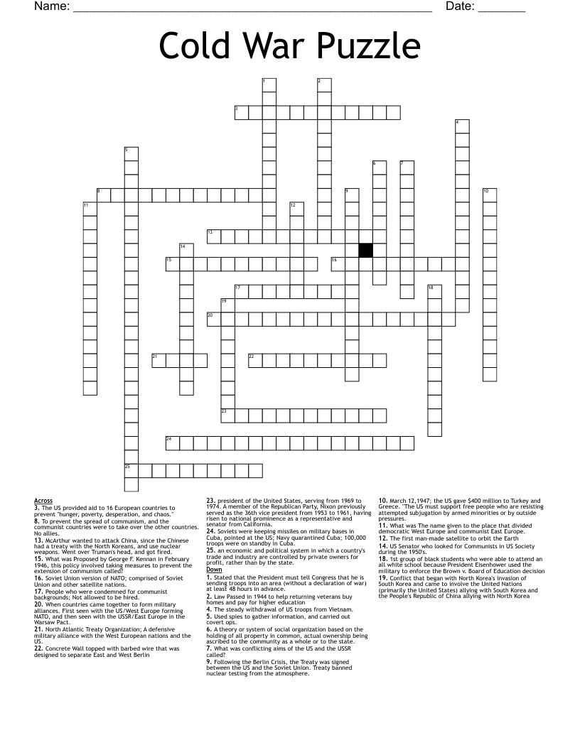 Cold War Puzzle Crossword