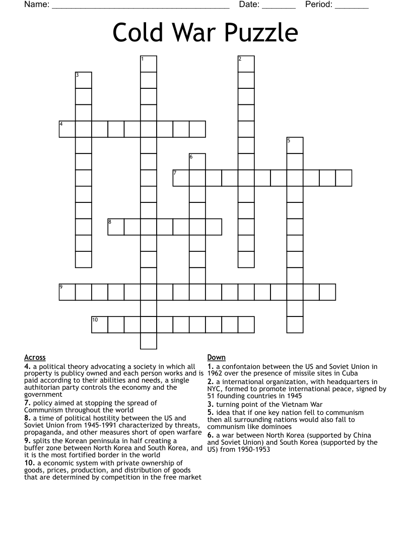 Cold War Puzzle Crossword