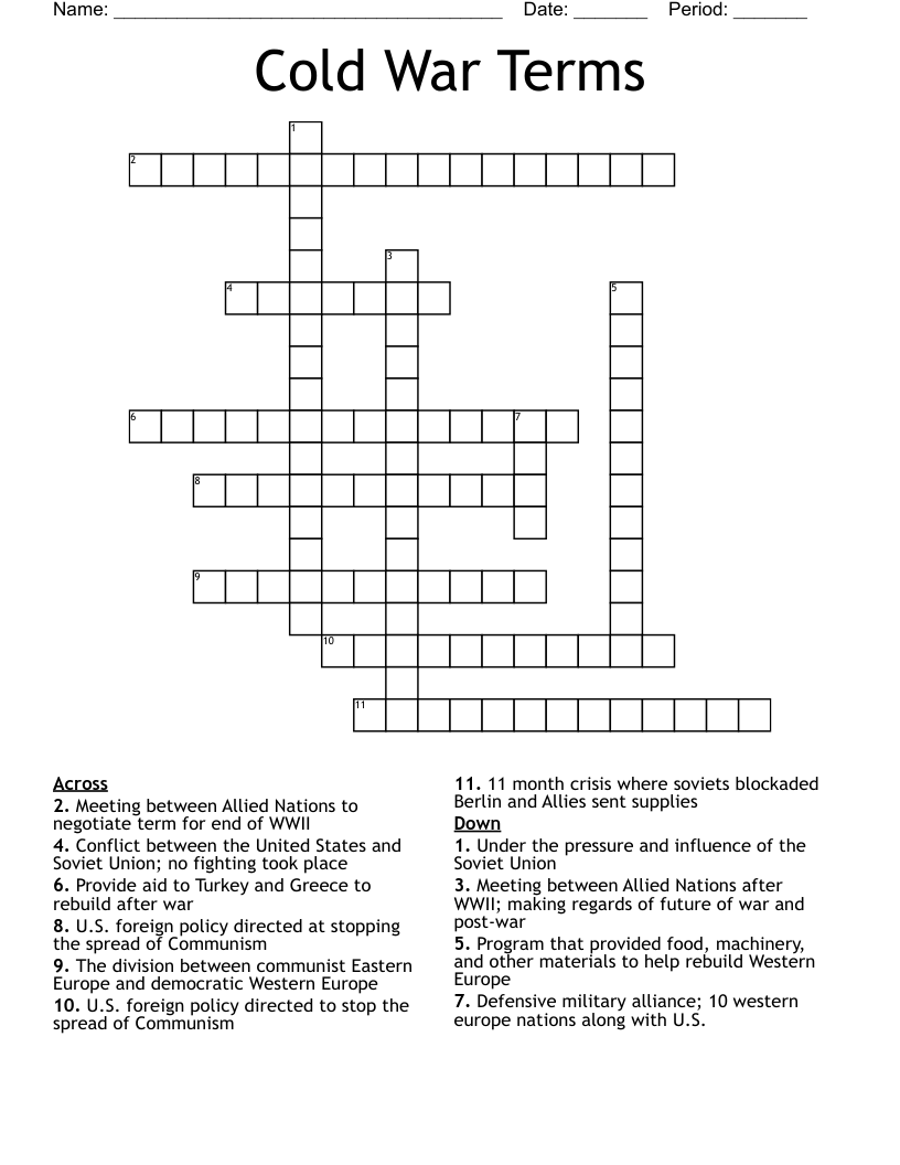 Cold War Terms Crossword