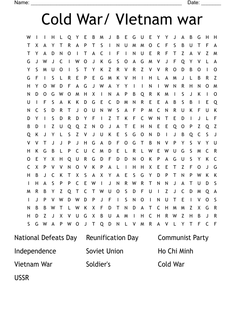 Cold War/ VIetnam war  Word Search