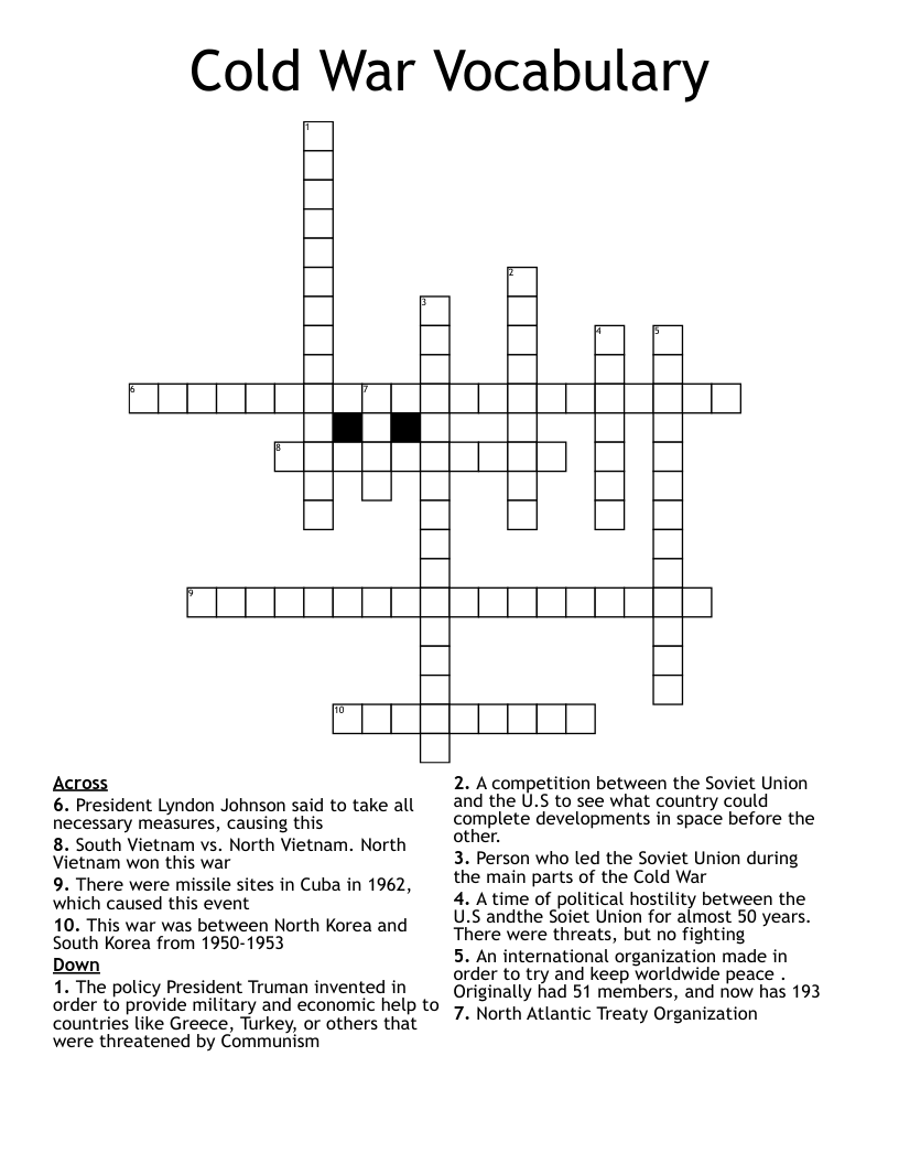 Cold War Vocabulary Crossword