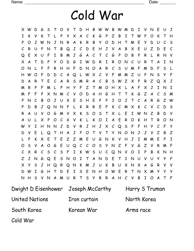 Cold War  Word Search
