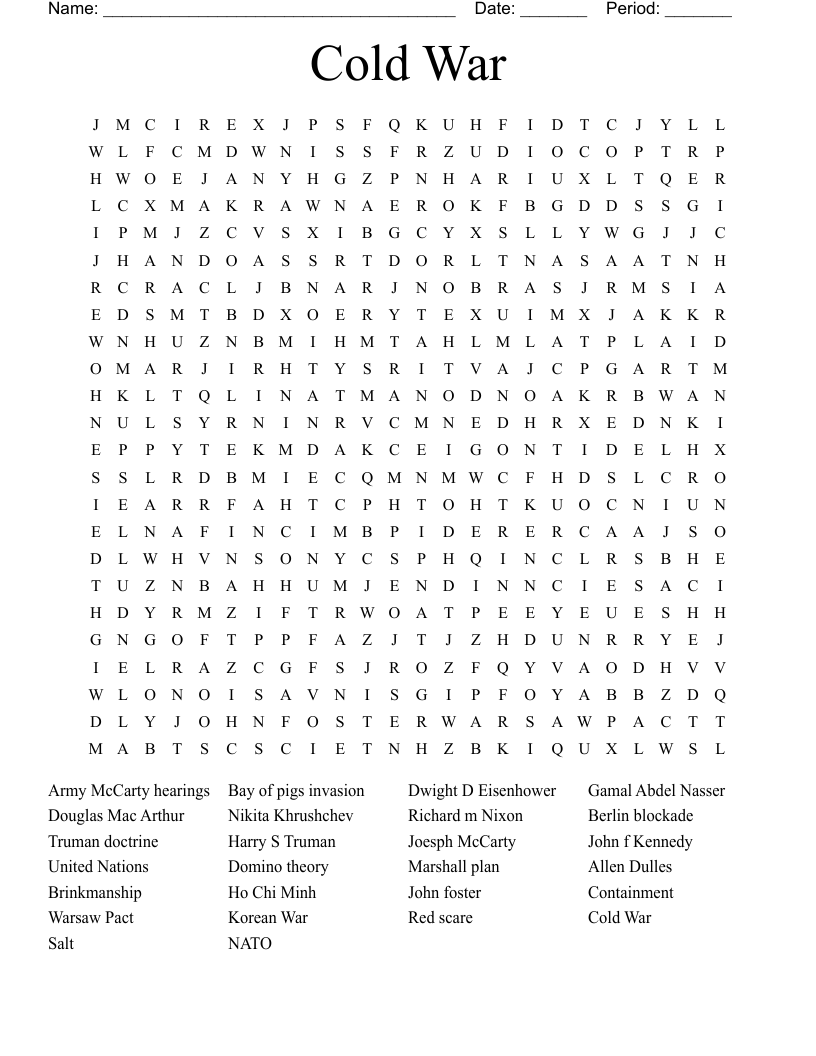 Cold War  Word Search