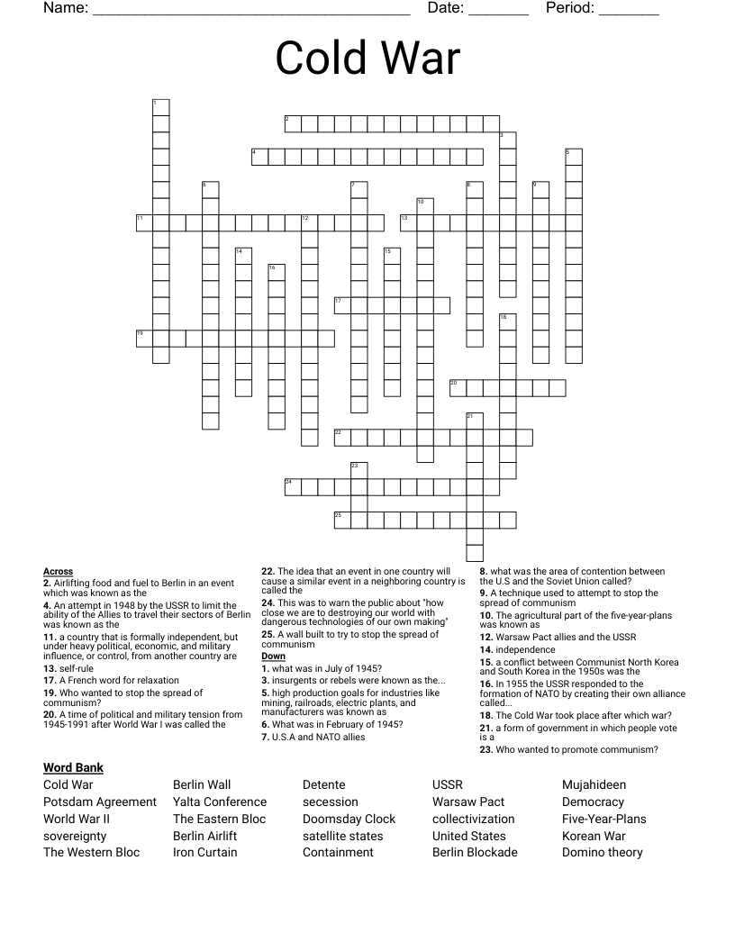 Cold War  Crossword