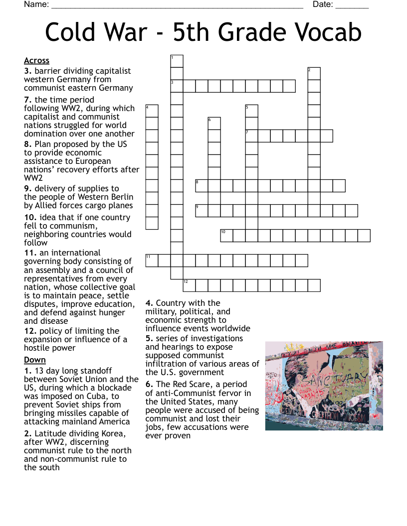 Cold War - 5th Grade Vocab Crossword