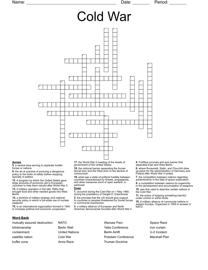 Cold War  Crossword