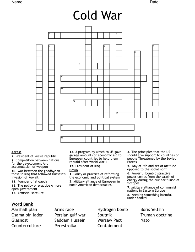 Cold War  Crossword
