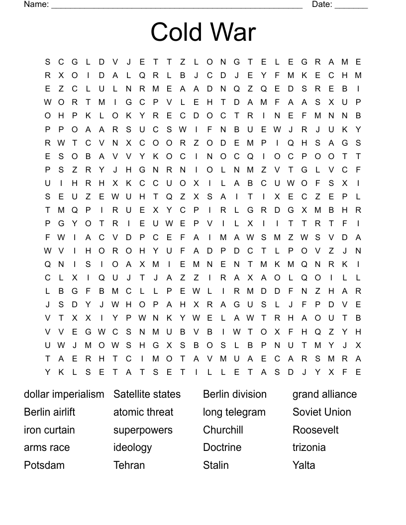Cold War  Word Search
