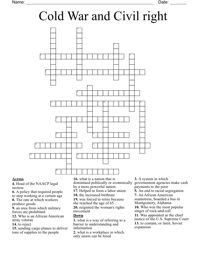 Cold War and Civil right Crossword