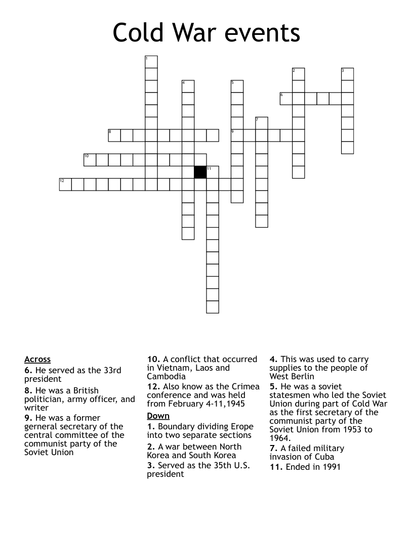 Cold War events Crossword