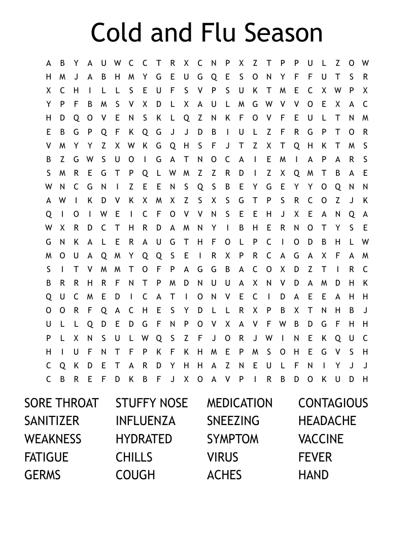 Cold and Flu Season Word Search
