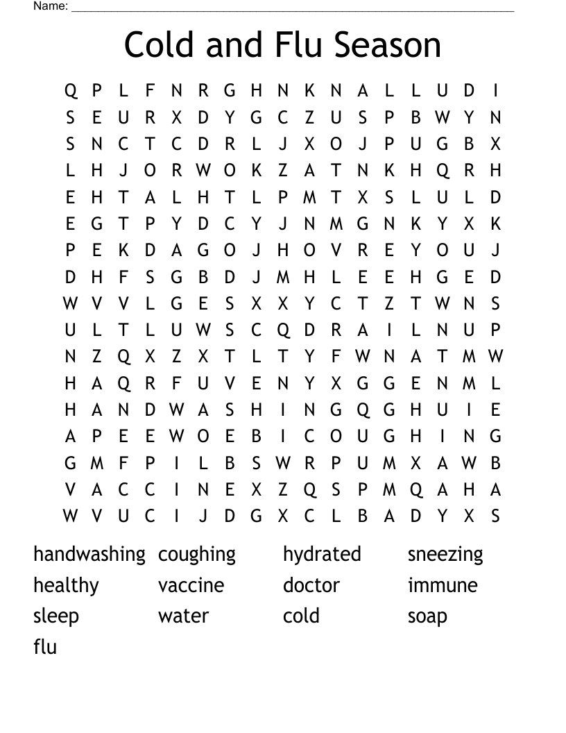 Cold and Flu Season Word Search